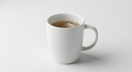 Hot Tea Served in White Mug with Bag