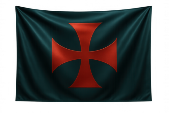 Realistic knights templar flag waving with transparent background, perfect for historical or religious projects