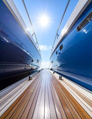 Luxurious yachts on a pristine dock