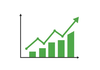 Fototapeta premium Green Growth Bar Chart with Upward Arrow