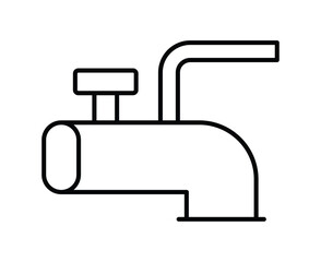 Minimalist Outline of a Kitchen Faucet in Simple Black and White Design