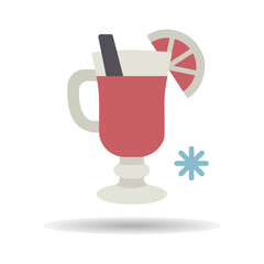 Mulled wine with orange slice and cinnamon stick