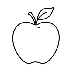 Apple outline drawing, transparent background 