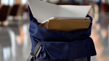 Shop backpacks on sale featuring navy blue laptop and document bag for school, office, and work with modern technology, travel convenience, and organized practical style - Powered by Adobe