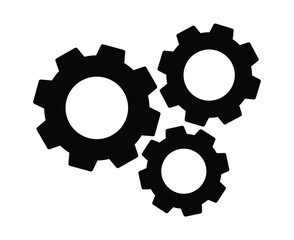 Black Gear Icons for Industrial and Mechanical Design Concepts