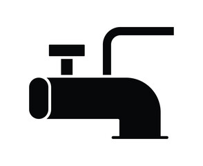 Black Silhouette of a Simple Faucet Design for Home or Office Use