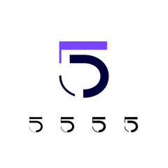 Number 5, set of four different numerals abstract design