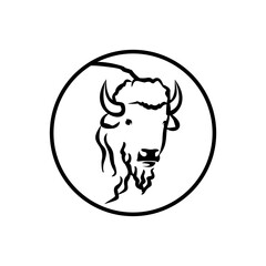 Bison's Bold Stare A Black and White Illustration of Strength 23082025-3.eps