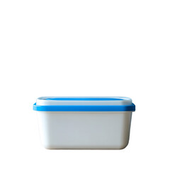 Modern Food Storage Container on Rustic Wooden Table with Blue Background