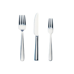 Elegant Fork and Knife on Blue Background for Fine Dining, Isolated on Clean Surface