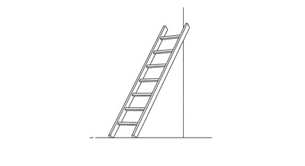 Illustration of a wooden ladder leaning against a wall for construction and access