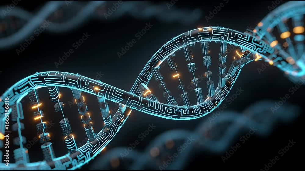Aufkleber exploring the intricate design and structure of dna with glowing elements in a digital representatio