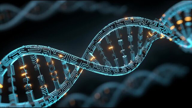 Exploring the Intricate Design and Structure of DNA With Glowing Elements in a Digital Representation