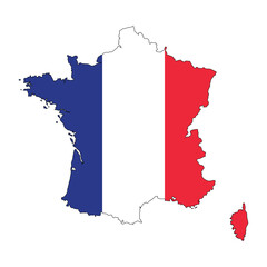 Map of France with the pattern of the France flag. Vector illustration design of the map of France flag.