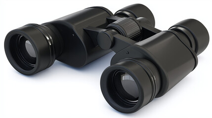Compact binoculars for sightseeing, realistic render, (clean modern detail, white isolated background