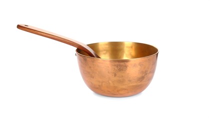 Copper bowl with wooden ladle