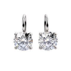 Set of beautiful diamond earrings isolated on transparent background