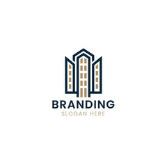 Simple minimalist branding company building logo