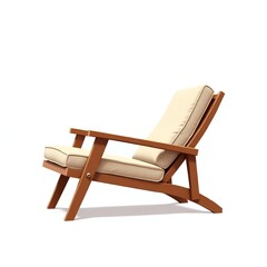 Classic Teak Recliner Chair Vector Illustration on White