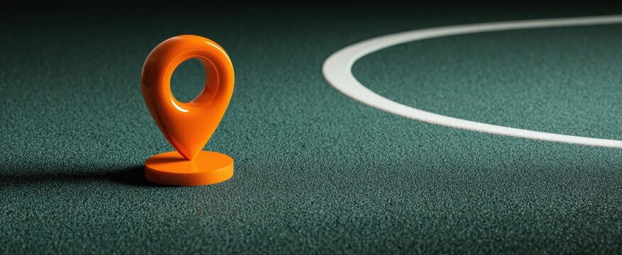 The Orange Location Pin Highlighting Navigation on a Green Surface.