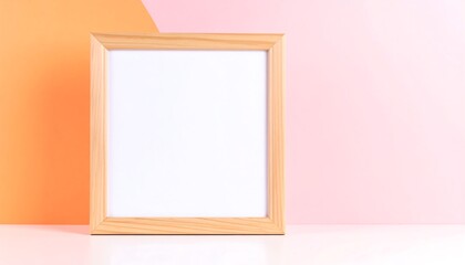 Empty picture frame on a pastel background