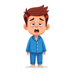 Exhaustion of Unrested Mind: A charming cartoon illustration depicts a weary individual, donned in pajamas, exhibiting visible signs of fatigue and sleepiness.