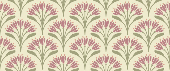 Vector seamless background. Minimalistic abstract floral pattern. Modern colorful print on light background. Perfect for textile design, screensavers, covers, cards, invitations and posters.