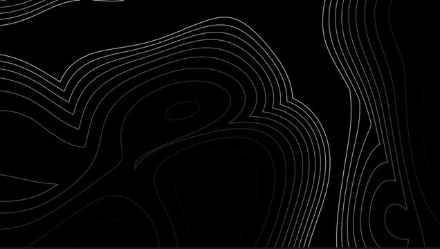 Abstract black background with smooth contour lines creating a modern topographic effect