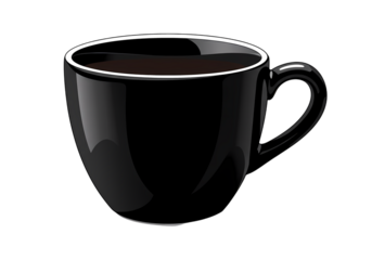 Dark Coffee Mug Aromatic Beverage Minimalist Design Black Ceramic Cup on transparent background