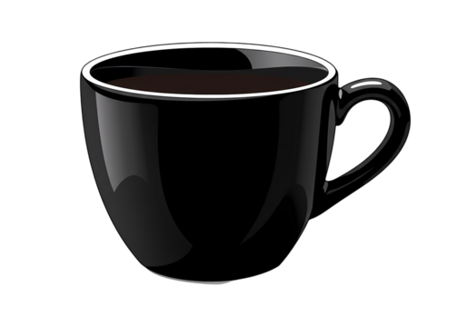 Dark Coffee Mug Aromatic Beverage Minimalist Design Black Ceramic Cup on transparent background