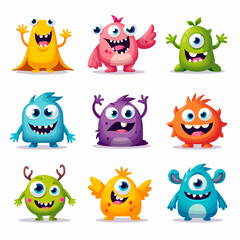 Set of scary monster illustration
