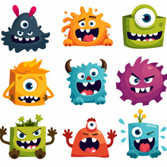 Obraz premium Vector image of the set of monster flat icons