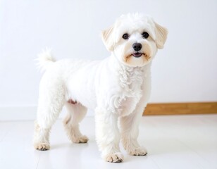 Obraz premium White puppy looking at camera