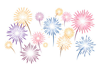 Colorful Fireworks Display Celebration Burst Illustration on transparent background