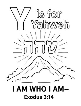 letter y yahweh exodus 3 14 christian coloring page vector illustration bible alphabet kids activity scripture i am who i am god name hebrew christian alphabet learning