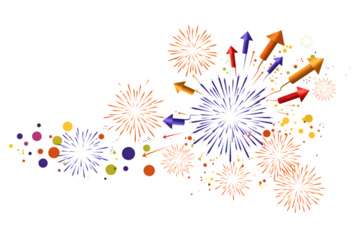 Colorful Fireworks Burst Celebration Graphic Design Element on transparent background