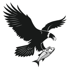 Obraz premium Eagle with fish in claws silhouette