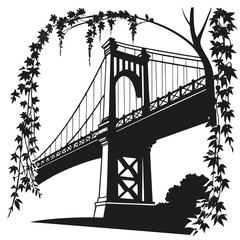 Old bridge with ivy silhouette