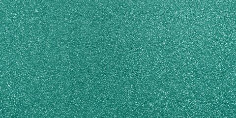 Turquoise glitter banner background, shiny sparkling glitter particles in a light teal green color,...