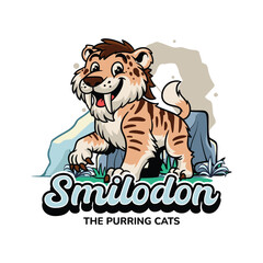 Sabertooth tiger extinct animal Character Cartoon Illustration
