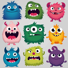 Set of funny monsters