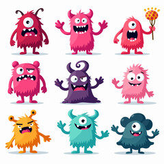 Cute monster color character funny design element