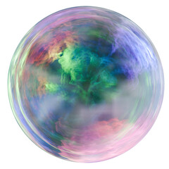 Iridescent 3D Sphere with Colorful Nebulous Interior