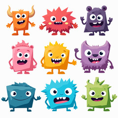 Fototapeta premium Set of funny cartoon monsters, set of cartoon monsters