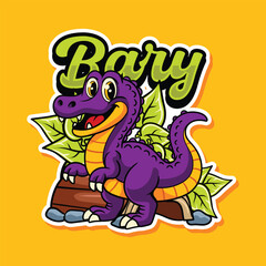 Baryonyx Dinosaur Cartoon character sticker illustration