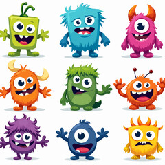 Cute Monster Vector Set Isolated