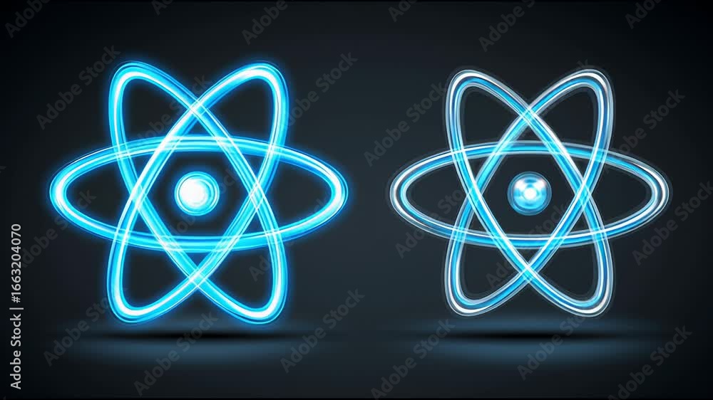Poster visual representation of atomic structures demonstrating different energy levels and electron orbits
