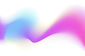 Abstract purple, yellow blurred gradient flowing wave form with grain texture, isolated pink dust PNG. Iridescent smooth noise design element, transparent background. Aesthetic granulated decoration.