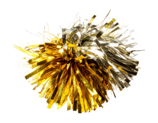 Cheerleading Pom Pom PNG – Shiny Metallic Sports Spirit Accessory, Transparent Background