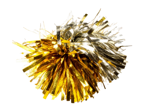 Cheerleading Pom Pom PNG – Shiny Metallic Sports Spirit Accessory, Transparent Background
